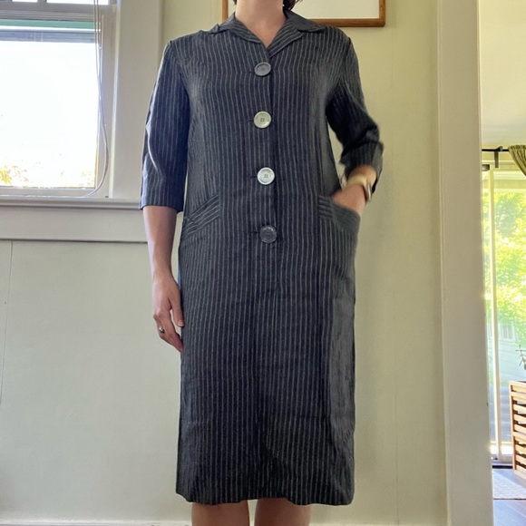 Vintage grey wabash stripe dress - Picture 4 of 9